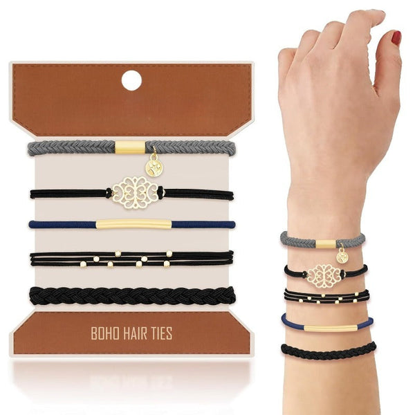 Boho Hair Tie Bracelet Set